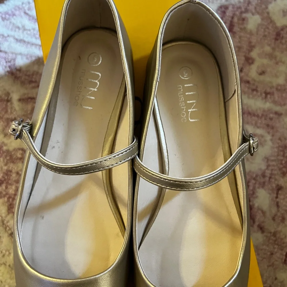 Gold Mary Jane Flats - Picture 6 of 8
